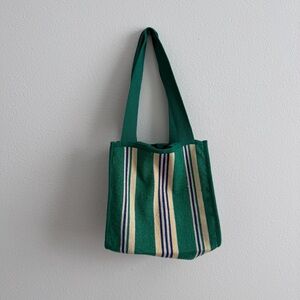 Free People Clara Green Striped Tote Bag